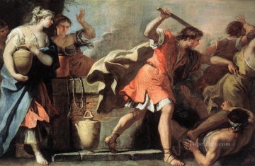  sus Pintura - Moisés defendiendo a las hijas de Jetro a gran manera Sebastiano Ricci